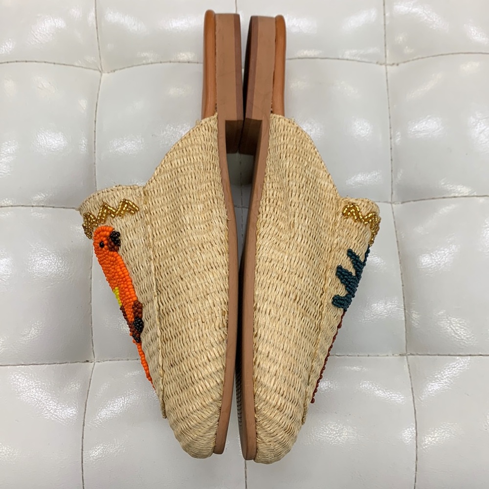 Farm Rio Macaw Palm Tree Beaded Raffia Mules - Picture 6 of 7